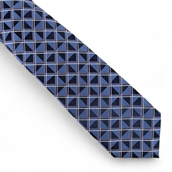 Perry Ellis Portfolio Men's Karmen Grid Tie Necktie Classic 3" Navy Blue $55 - Picture 1 of 5